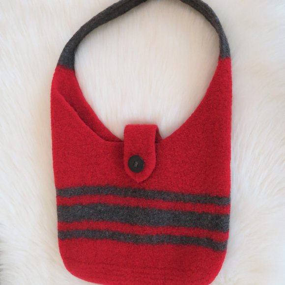 Red & Gray Cashmere Purse - Picture 2 of 3